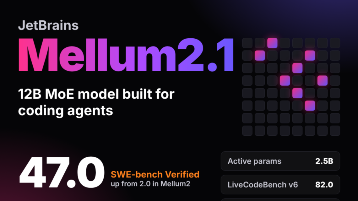 jetbrains-releases-mellum2.1:-a-12b-moe-open-model-for-coding-agents
