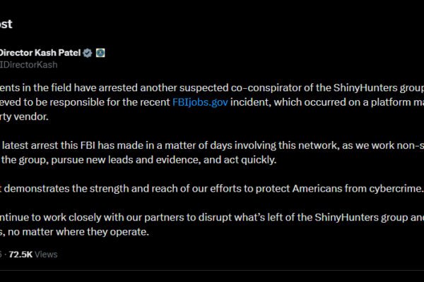 FBI Arrests Another ShinyHunters Suspect Reportedly Involved in Its Jobs Portal Hack