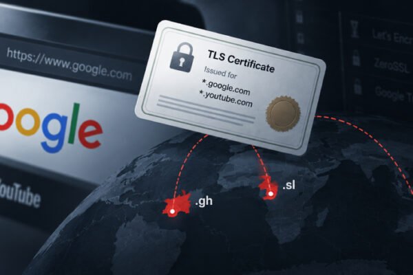 Attackers Hijack .gh, .sl, and .as Registries to Obtain Certificates for Google Domains